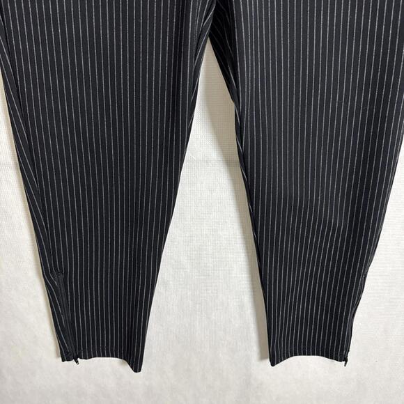 Betabrand Women's Size Large S-Petite Black Pinstriped Ankle Zip Skinny Pants - Picture 4 of 13